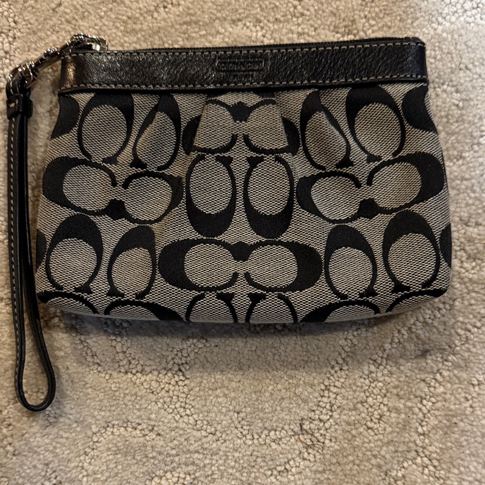 Coach Monogram Black and Gray Wristlet